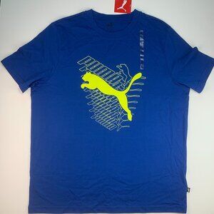 Puma Graphics Cat Men's XL Crew Neck Short Sleeve T-Shirt Blue Casual Tops